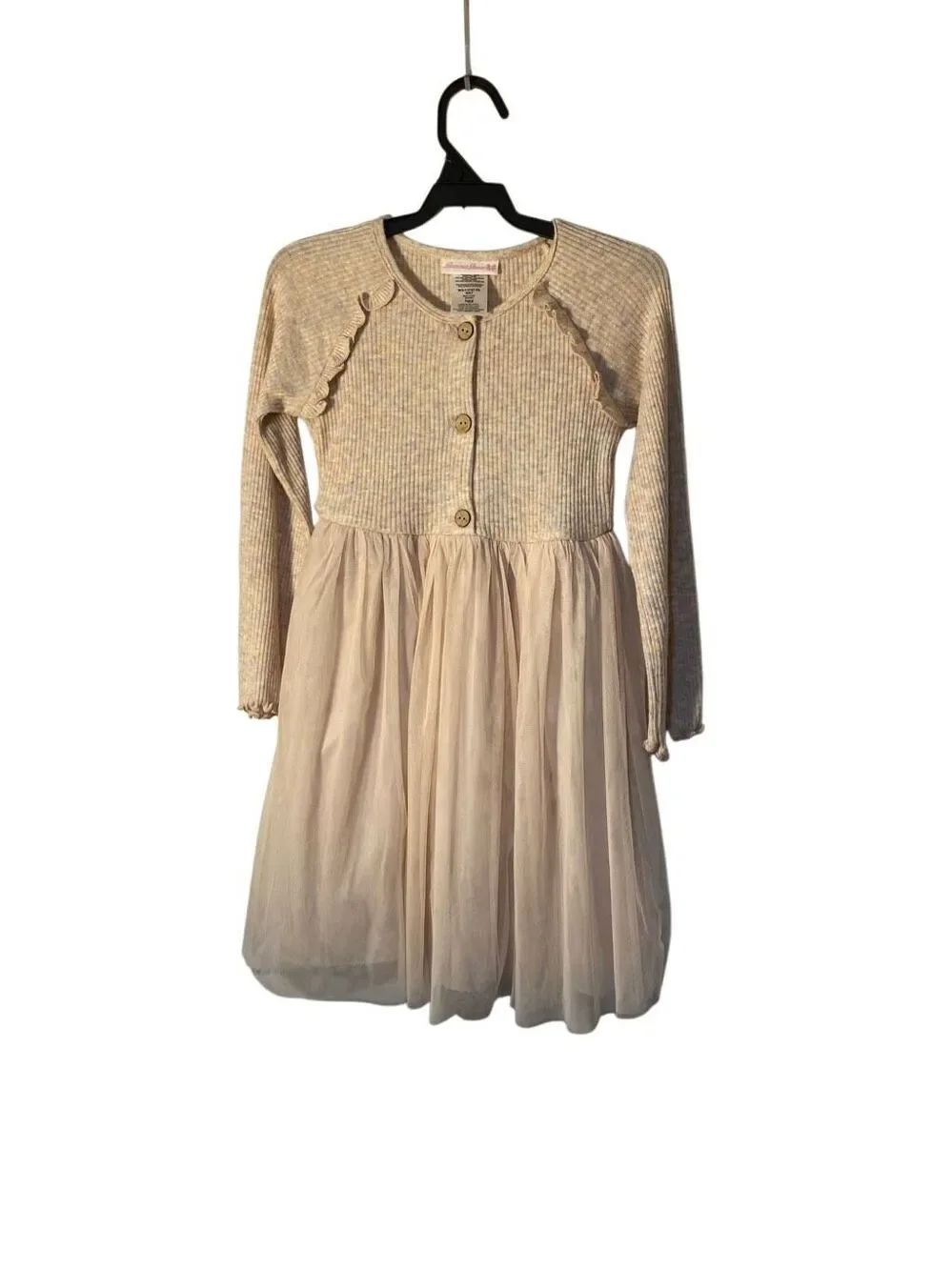 Bonnie Jean girls mixed media ribbed tulle skirt dress 6X